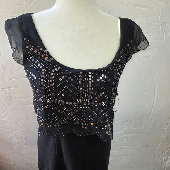 American Eagle Woman's M Grey Casual Mini Dress Beaded Sequin Scoop Sleeveless - Picture 2 of 8